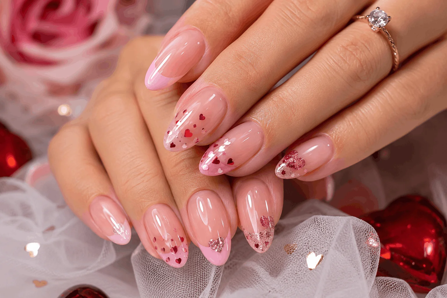 12 Valentines Day Nails That Everyone Will Copy 8 Red and pink color block Valentine's nails