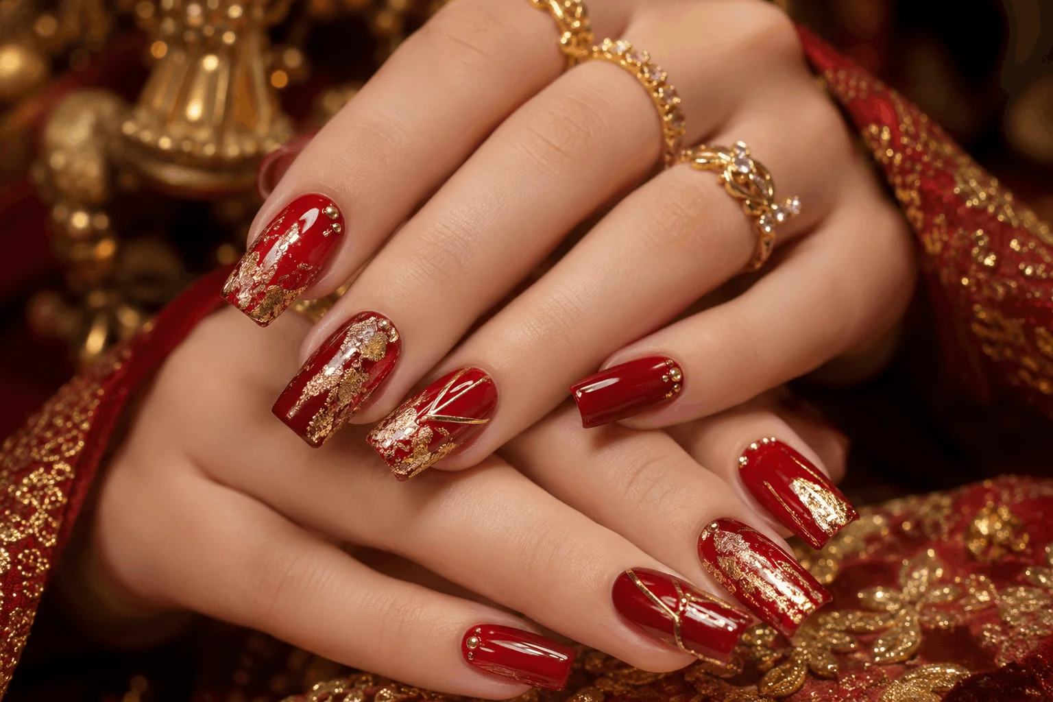 10 Stunning Red Square Acrylic Nails for Every Season 7 Red ombre square acrylic nails design