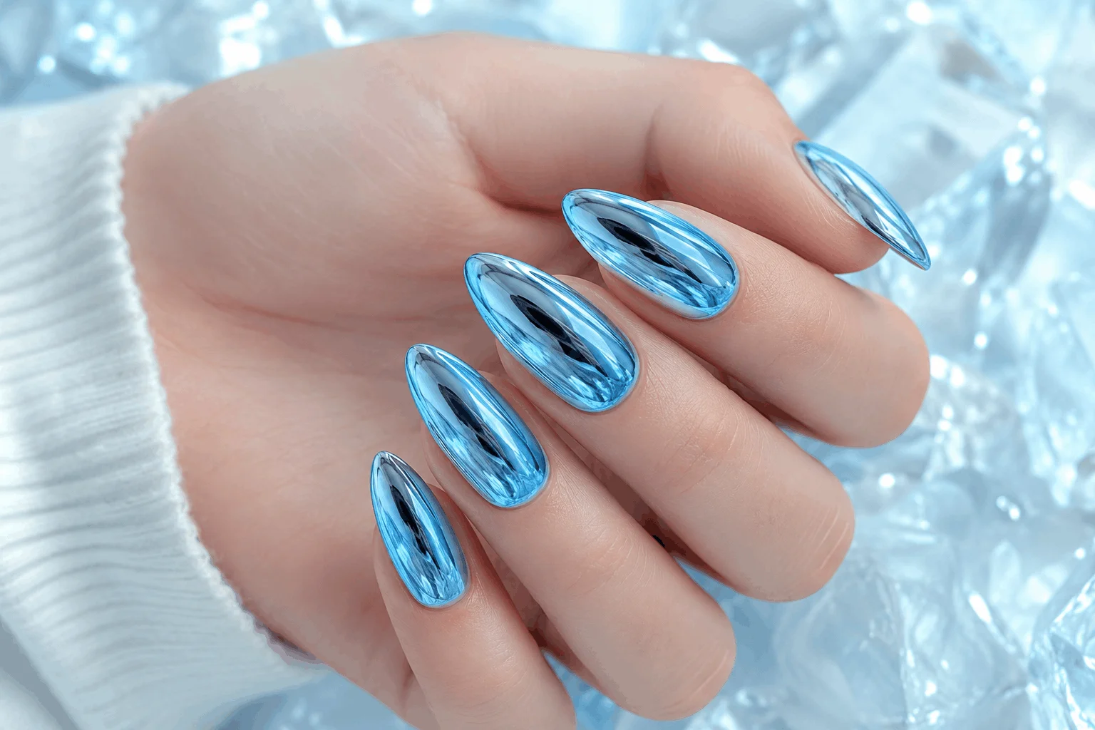 9 Winter Blue Nails That Look Stunning This Season 5 Reflective blue chrome winter nails