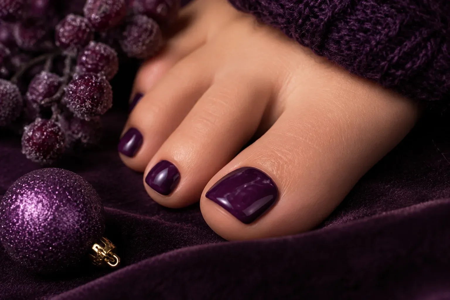 10 Winter Gel Toe Nails That Look So Expensive 10 Rich plum winter toenail colors with glossy finish