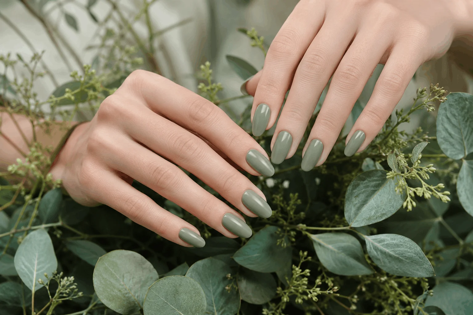 10 Simple Spring Nails Perfect for Everyday Style 8 Sage green minimalist spring nail design