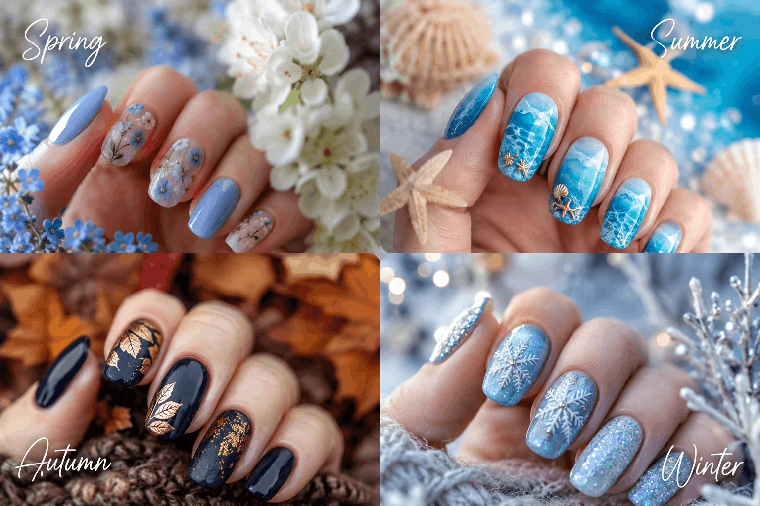 10 Blue Nail Ideas That Look Stunning All Year Long 11 Seasonal blue nail art designs for every season