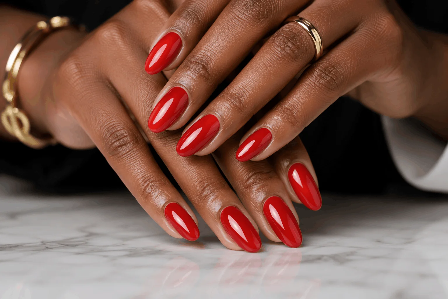 10 Bold Red Nails Black Women Are Obsessed With 5 Shiny red gel nails on black woman