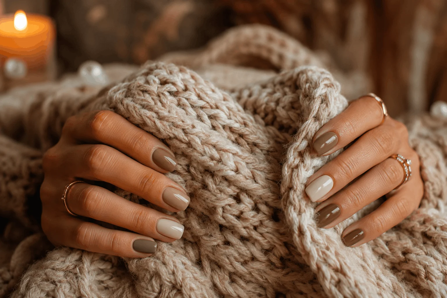 10 Short Fall Nails Everyone Will Save This Season 11 Short fall acrylic nails in cozy neutral autumn shades
