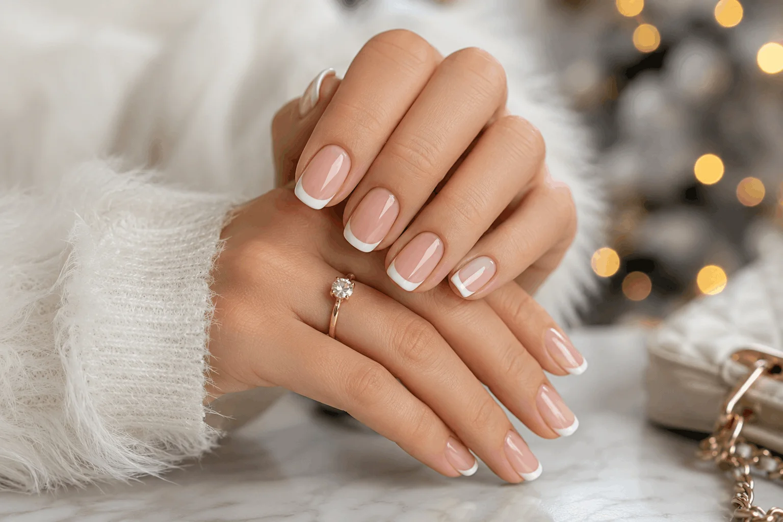 10 Simple Holiday Nails That Instantly Elevate Your Look 4 Simple white French tip holiday manicure