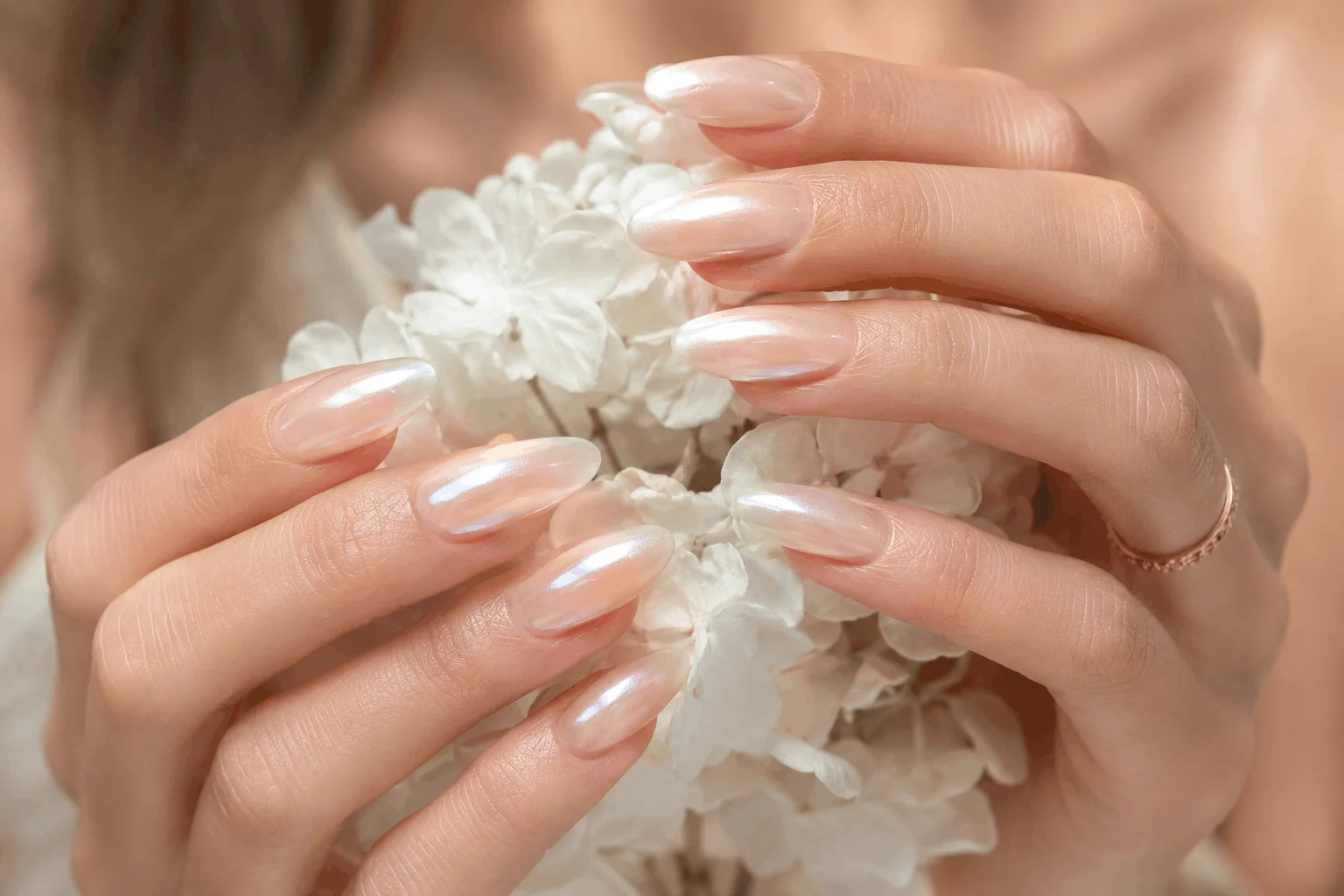 10 Goddess Nails Trends Taking Over Pinterest Now 6 Soft nude goddess nails with pearl shimmer finish