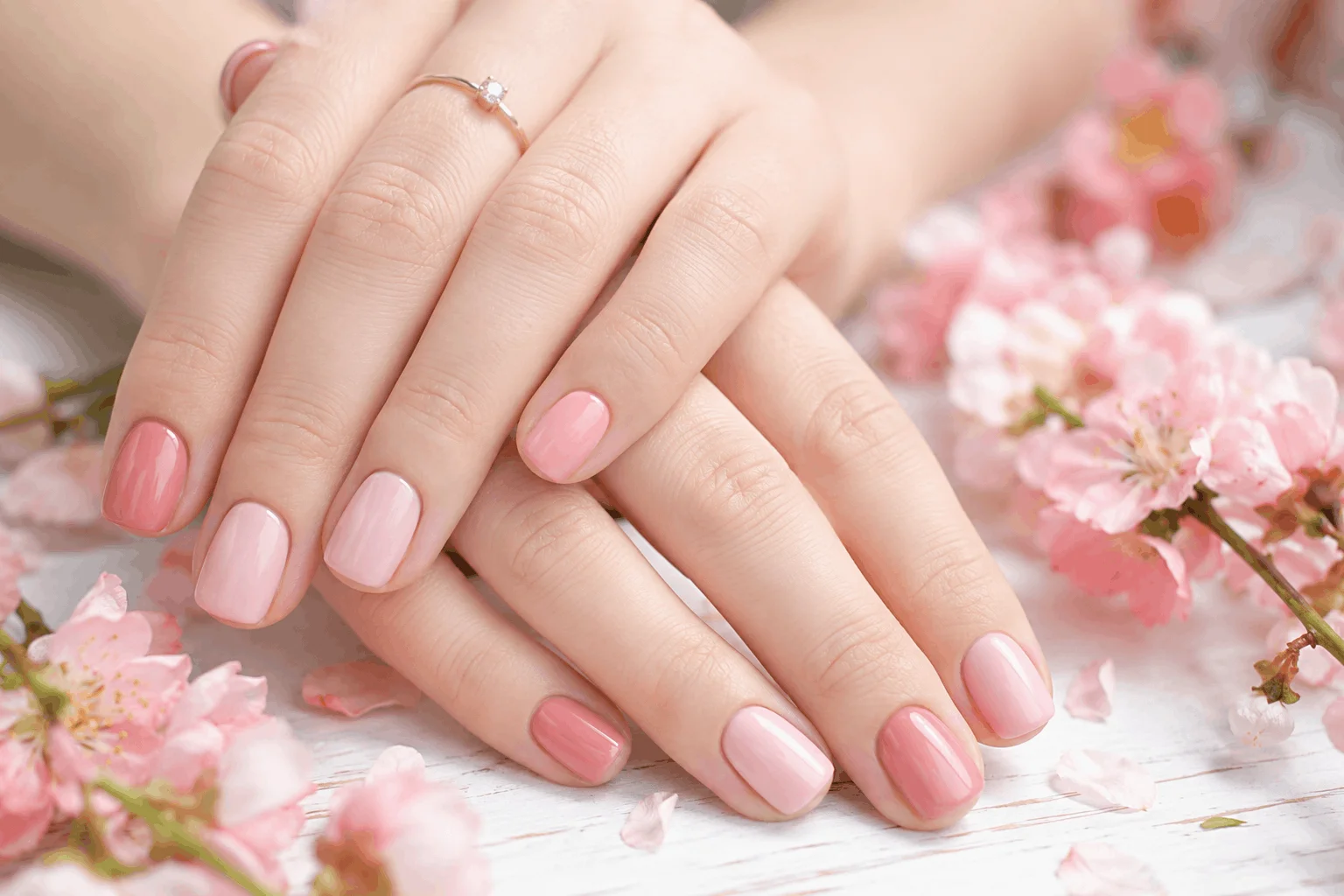 12 Short Spring Nails That Look Cute and Trendy 2 Soft pink pastel short spring nails