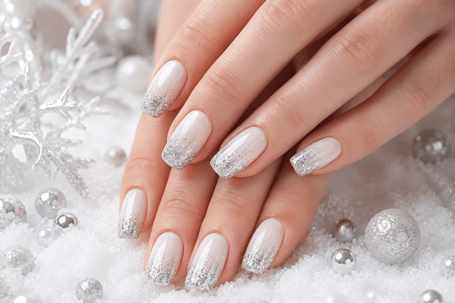 10 Winter Nail Designs That Look Stunning All Winter 6 White and silver glitter nails inspired by snowy winter days