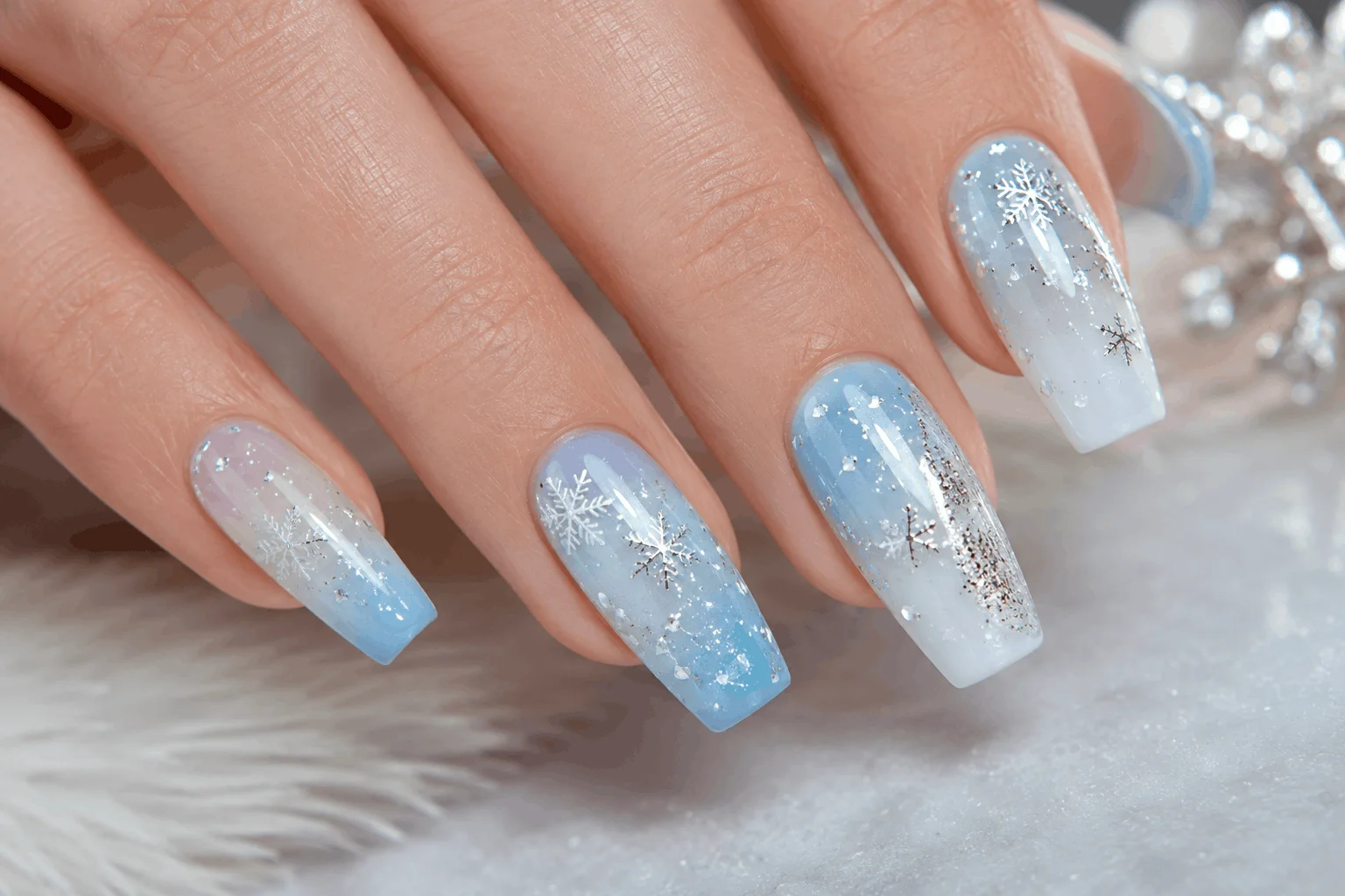 10 Winter Acrylic Nail Designs You'll Want This Season 11 Winter ombre acrylic nail design