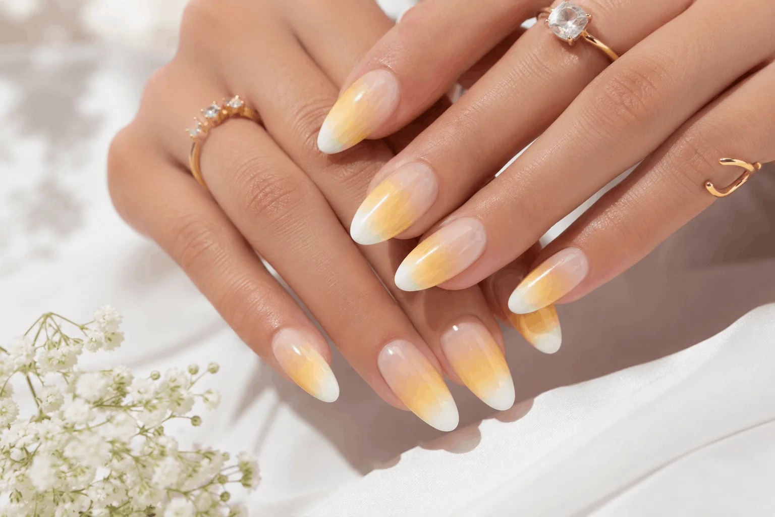 9 Yellow Spring Nails That Are Perfect for Sunny Days 10 Yellow ombre nails blending into soft spring tones