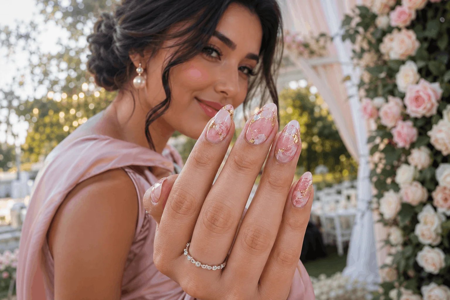 10 Pink Summer Nails You'll Want to Copy This Season 9 Elegant pink marble nail design with gold foil